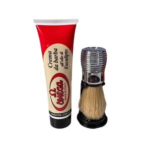 Omega Shaving Cream Eucalyptus Oil 100ml and Boar Bristle Brush Set in Italy